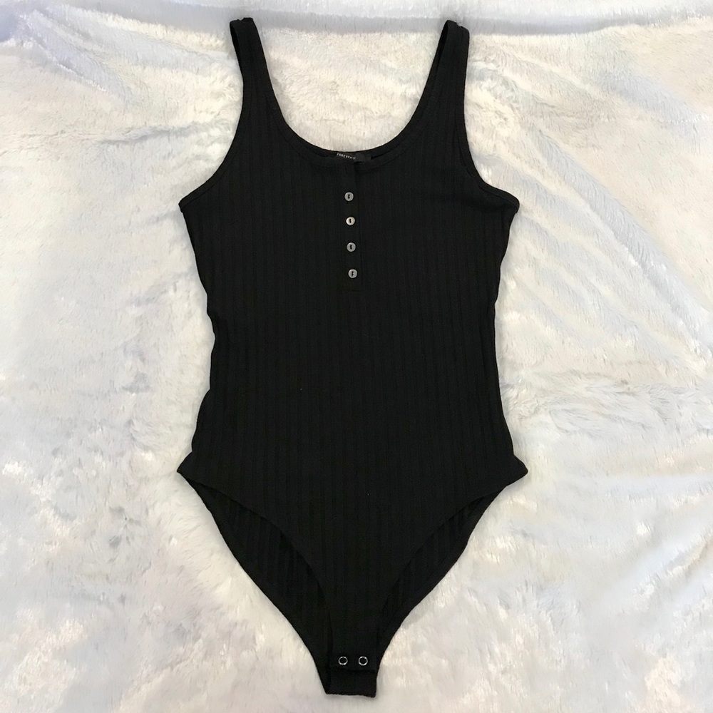 Black Button Up Bodysuit